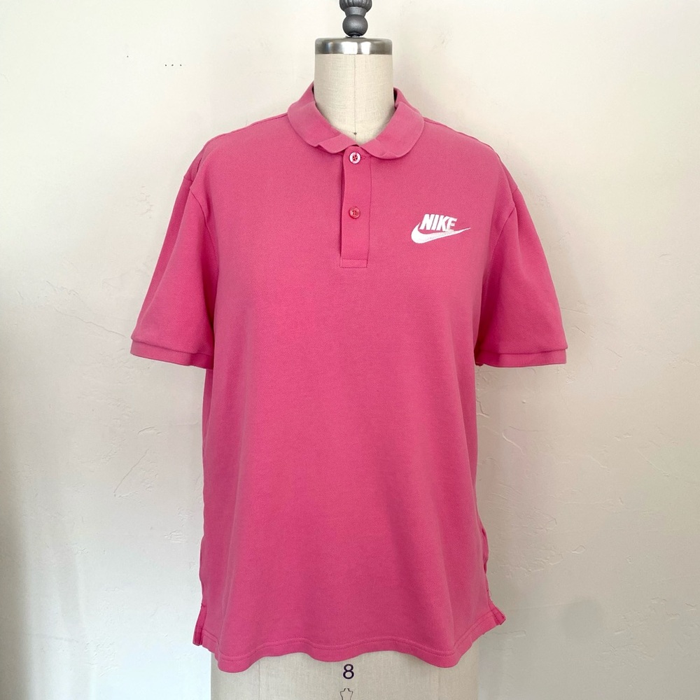 Medium Men's Nike Sportswear Athletic Pink Short-Sleeve Polo Shirt Golf Tennis